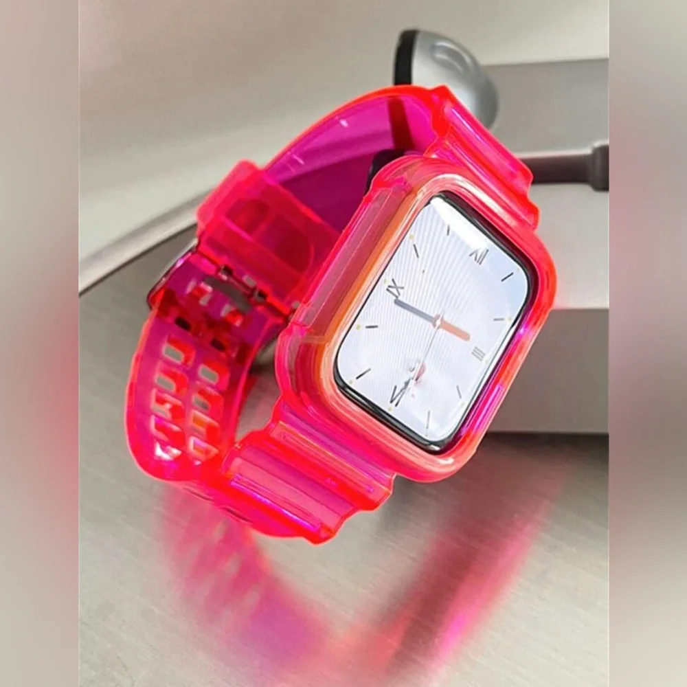 Hot Pink Silicone Watch Band w/ Watch Case | size:38/40/41